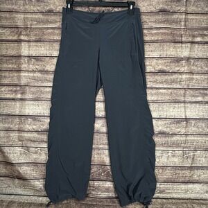 Athleta La Viva Pants Gray Lined Jogger Ruched Drawstring Zip Pockets Size 10